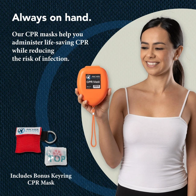 Alt view image 4 of 7 - CPR Mask with One-Way Valve, Hard Case and Face Shield | Soft contoured cuff, replaceable one-way valve, supplemental oxygen inlet, latex-free, gloves and instructions included