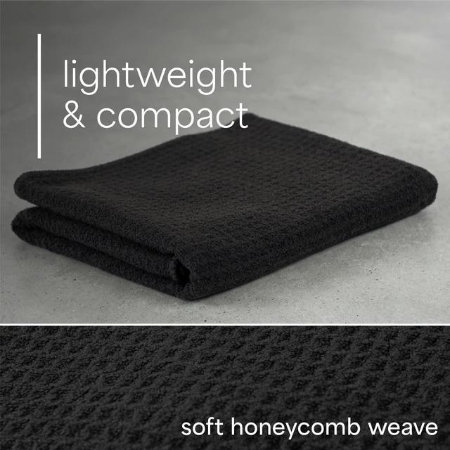 Alt view image 5 of 7 - Microfiber Gym Towels, 6 Pack, 16" x 27", Honeycomb Black