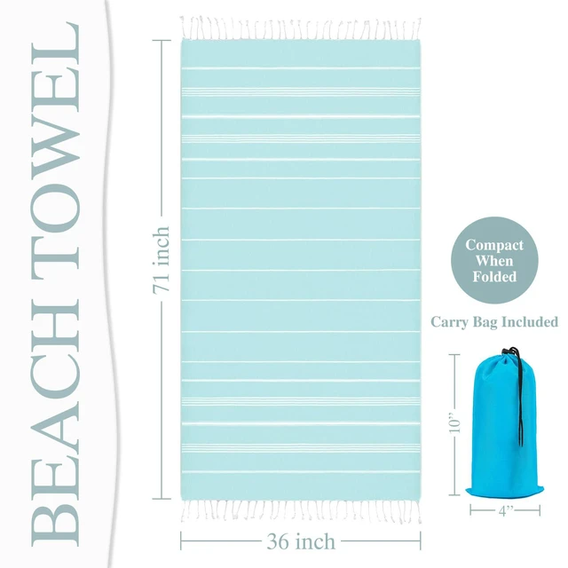 Alt view image 5 of 6 - Oversized Turkish Beach Towel 36"x72", Sand-Free Quick Dry Lightweight Microfiber Pool Bath Towel, Large Travel Beach Blanket for Women, Cruise Essentials, Summer Gift