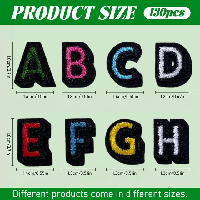 Alt view image 2 of 7 - 0.7" Iron on Letters Patches for Clothing, Hats, Tote Bags, Colorful | Mini Letters Patches for Clothes, Backpacks, Strong Adhesive, Easy Iron, Washable & Sewable 130 Pcs