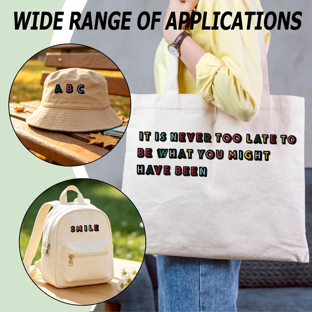 Alt view image 4 of 7 - 0.7" Iron on Letters Patches for Clothing, Hats, Tote Bags, Colorful | Mini Letters Patches for Clothes, Backpacks, Strong Adhesive, Easy Iron, Washable & Sewable 130 Pcs