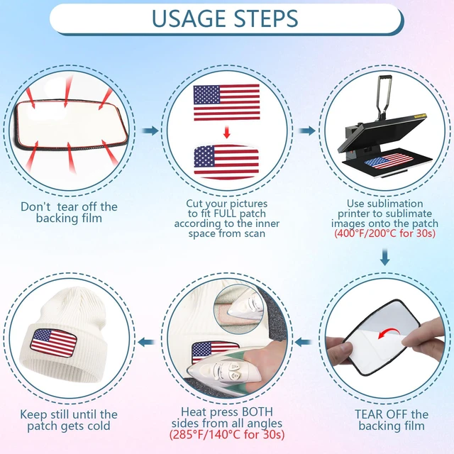 Alt view image 6 of 7 - Sublimation Blanks Patches - 40 PCs Rectangle Large Iron-on Patch with Black Border - Strong Adhesive Badges for DIY Hats Backpack T-Shirt Project