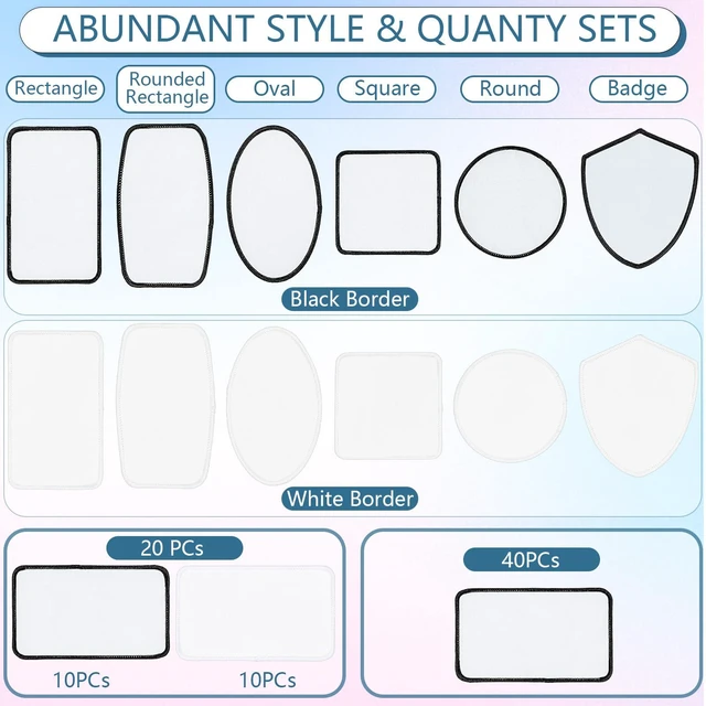 Alt view image 7 of 7 - Sublimation Blanks Patches - 40 PCs Rectangle Large Iron-on Patch with Black Border - Strong Adhesive Badges for DIY Hats Backpack T-Shirt Project