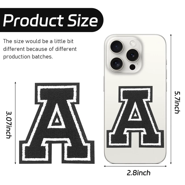 Alt view image 2 of 6 - Letter Iron on Patches, Iron on Letters(A-Z) for Fabric, Full Embroidery Letters for Clothing, Hats, Dress, Jeans, T-Shirts, Backpacks, Etc(Black)