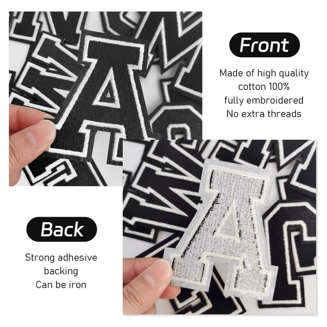 Alt view image 3 of 6 - Letter Iron on Patches, Iron on Letters(A-Z) for Fabric, Full Embroidery Letters for Clothing, Hats, Dress, Jeans, T-Shirts, Backpacks, Etc(Black)
