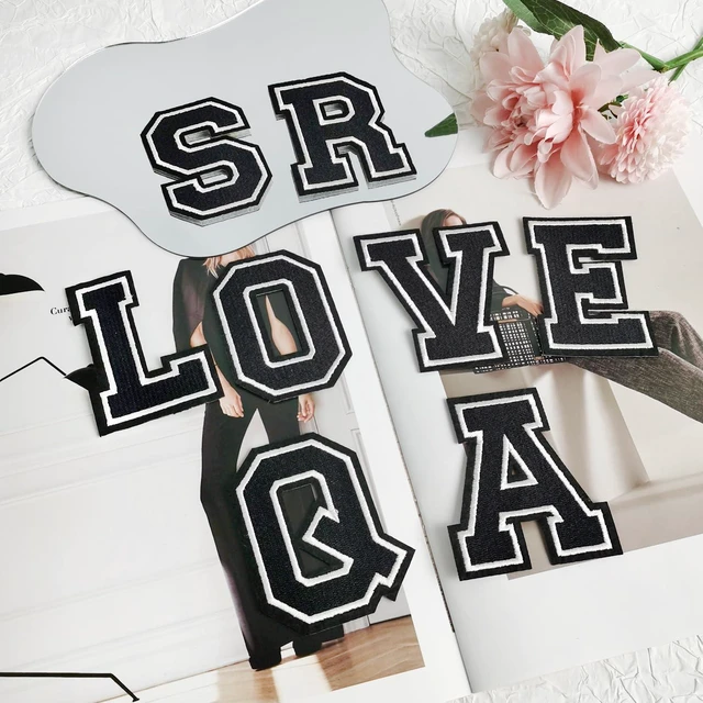 Alt view image 4 of 6 - Letter Iron on Patches, Iron on Letters(A-Z) for Fabric, Full Embroidery Letters for Clothing, Hats, Dress, Jeans, T-Shirts, Backpacks, Etc(Black)