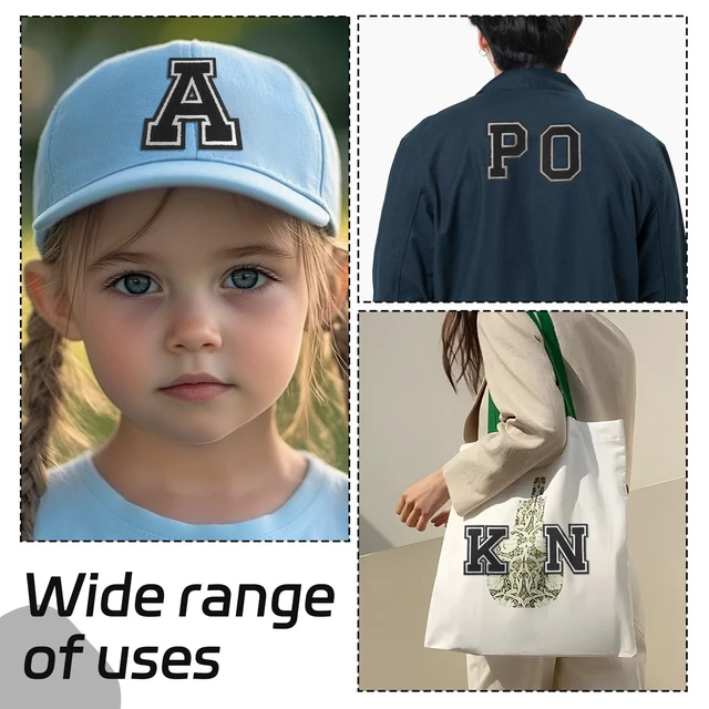 Alt view image 5 of 6 - Letter Iron on Patches, Iron on Letters(A-Z) for Fabric, Full Embroidery Letters for Clothing, Hats, Dress, Jeans, T-Shirts, Backpacks, Etc(Black)