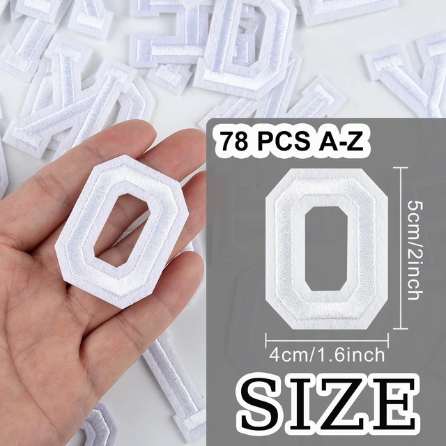Alt view image 2 of 6 - 78 Pcs Iron on Letter Patches A-Z, 2 Inch Iron on Embroidered Alphabet Patch for Clothing, Pants, Hats, Bags- White