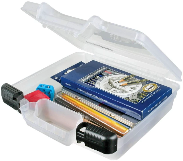 Main image of 10-Inch Quick View Deep Base Carrying Case, Translucent | Clear View Lid, Deep Base, Carry Handle, Secure Latches, Portable Craft Storage, Translucent