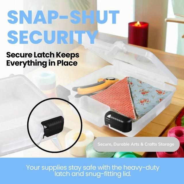 Alt view image 6 of 7 - 10-Inch Quick View Deep Base Carrying Case, Translucent | Clear View Lid, Deep Base, Carry Handle, Secure Latches, Portable Craft Storage, Translucent