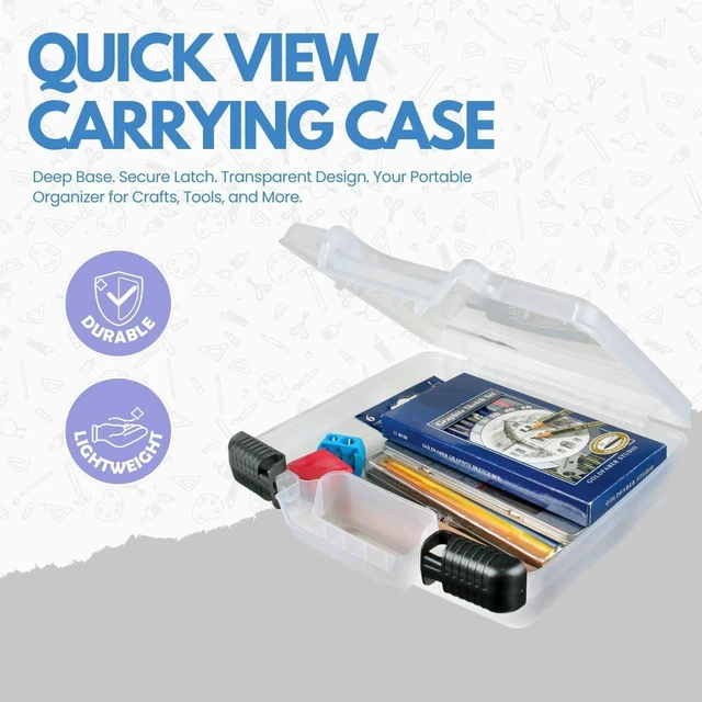 Alt view image 3 of 7 - 10-Inch Quick View Deep Base Carrying Case, Translucent | Clear View Lid, Deep Base, Carry Handle, Secure Latches, Portable Craft Storage, Translucent