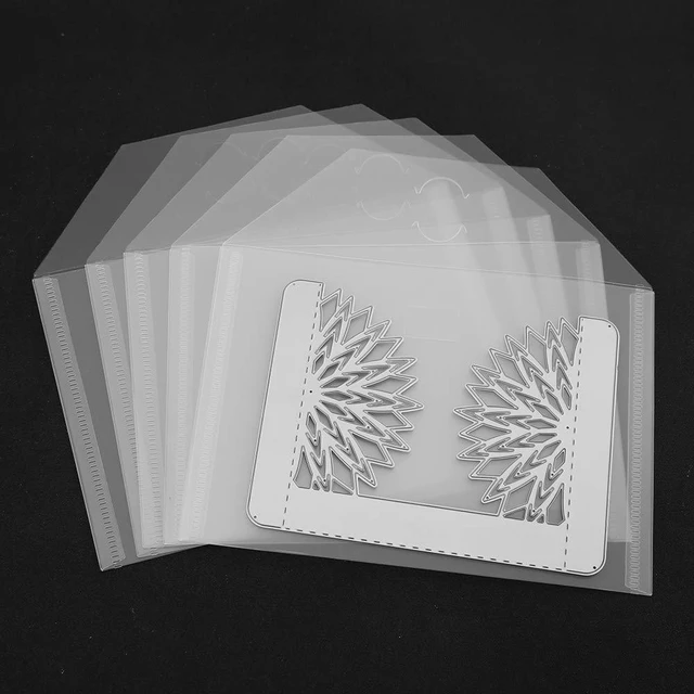 Alt view image 5 of 7 - Large Stamp & Die Storage Pockets Resealable Clear Plastic Seal Bags Storage Case for Cutting Dies Stencil Album Stamp Crafts for DIY Scrapbooking Paper Card Craft Cutting Dies for Card Making