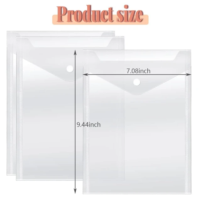 Alt view image 2 of 7 - 40 Pack Stamp and Die Storage Pockets (7" x 9.4") | Reusable Small Plastic Envelopes with Snap Clousure, Waterproof Sticker Organizer Receipt Holder Photo Storage Folders