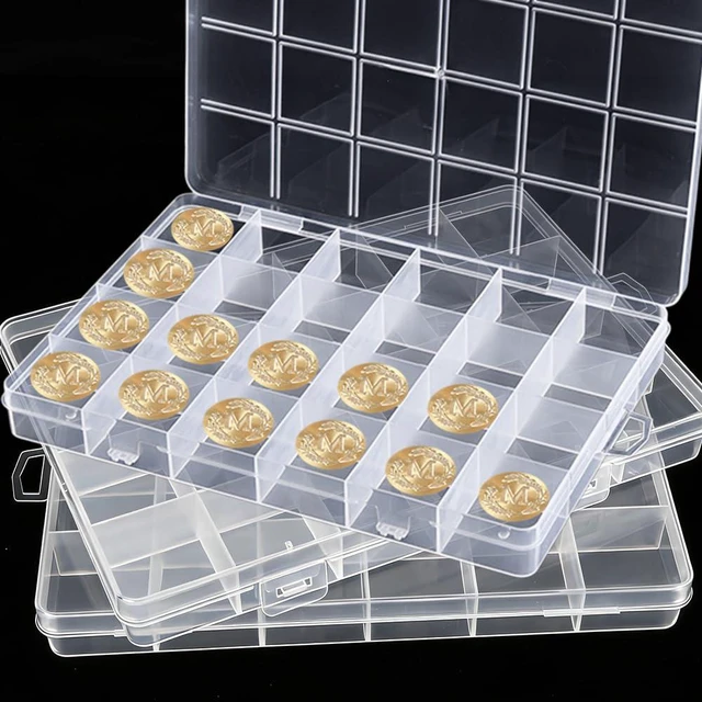 Main image of 3 Pack Wax Seal Stamp Storage Box, 72 Slots Clear Organizer Case with 24 Grids Each for Embossing Alphabet Stamp Heads & Wax Beads (Stamp Storage Box B)