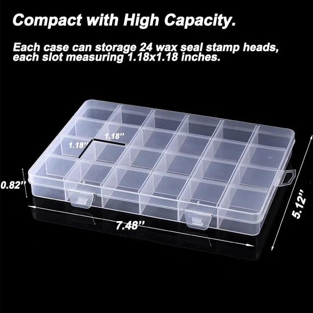 Alt view image 5 of 6 - 3 Pack Wax Seal Stamp Storage Box, 72 Slots Clear Organizer Case with 24 Grids Each for Embossing Alphabet Stamp Heads & Wax Beads (Stamp Storage Box B)