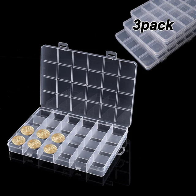 Alt view image 6 of 6 - 3 Pack Wax Seal Stamp Storage Box, 72 Slots Clear Organizer Case with 24 Grids Each for Embossing Alphabet Stamp Heads & Wax Beads (Stamp Storage Box B)