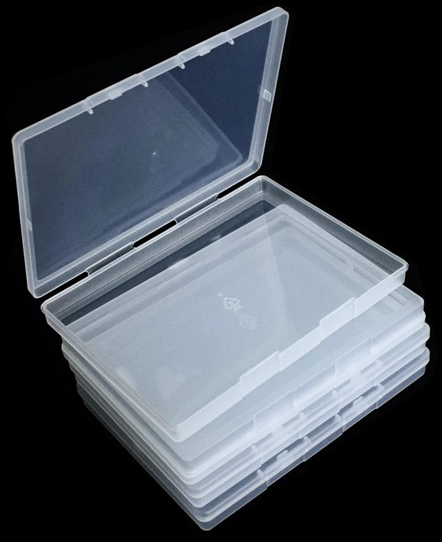 Main image of 4 Pack A6 Clear Plastic Box Small Storage Boxes Transparent Greeting Card Photo Storage Cases for Paper Photos Stamps Cards Envelope Protector Office Supplies Storage Case (6*4.4 inch) (A6)