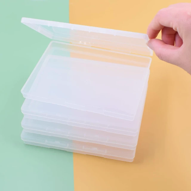 Alt view image 2 of 5 - 4 Pack A6 Clear Plastic Box Small Storage Boxes Transparent Greeting Card Photo Storage Cases for Paper Photos Stamps Cards Envelope Protector Office Supplies Storage Case (6*4.4 inch) (A6)