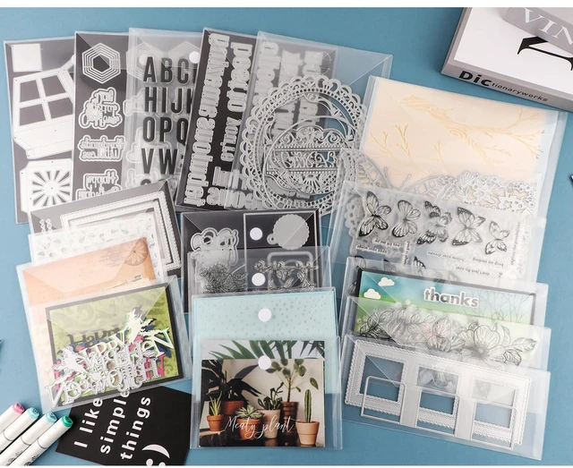 Alt view image 5 of 6 - 30Pcs 6.4x6.4'' Stamp and Die Storage Pockets Resealable Clear Plastic Seal Bags Storage Case for Cutting Dies Stencil Album Stamp Crafts DIY Scrap Booking Paper Card Craft Cutting Dies Card Making