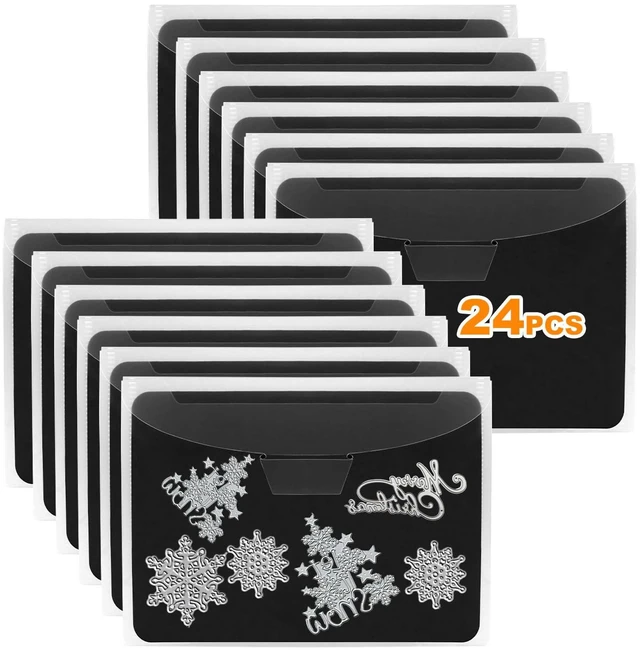 Main image of 24 Pcs Magnetic Sheets for Die Storage Stamp and Die Storage Pockets Die Cut Storage for Card Making (12 Pcs Sheets+ 12 Pcs Bags, 0.8 mm Thickness