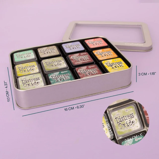 Alt view image 2 of 7 - Craftelier - Mini Ink Pads Storage Tin, Portable Craft Organizer with Clear Lid with Rremovable Plastic Securing Base, Holds 12 1" x 1" Ink Pads, Travel-Friendly Compatible with Multiple Brands