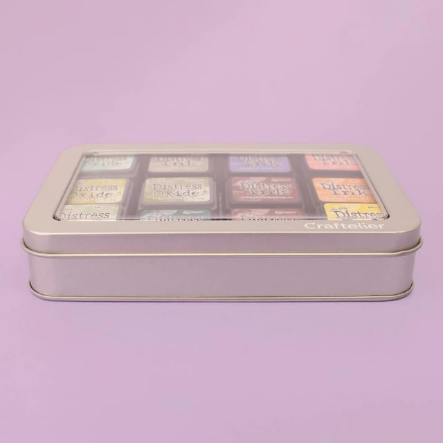 Alt view image 5 of 7 - Craftelier - Mini Ink Pads Storage Tin, Portable Craft Organizer with Clear Lid with Rremovable Plastic Securing Base, Holds 12 1" x 1" Ink Pads, Travel-Friendly Compatible with Multiple Brands