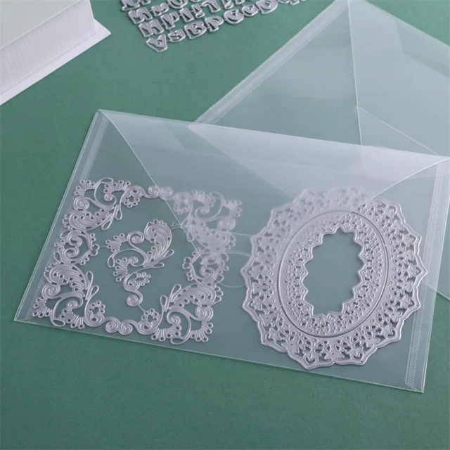 Alt view image 4 of 7 - 10 Pack 10x7 inch Large Stamps and Dies Storage Pockets Sturdy Plastic Storage Reusable Envelopes Clear Plastic Folders for Cutting Dies Stencil Embossing Crafts Paper Card Craft Organizer Holder