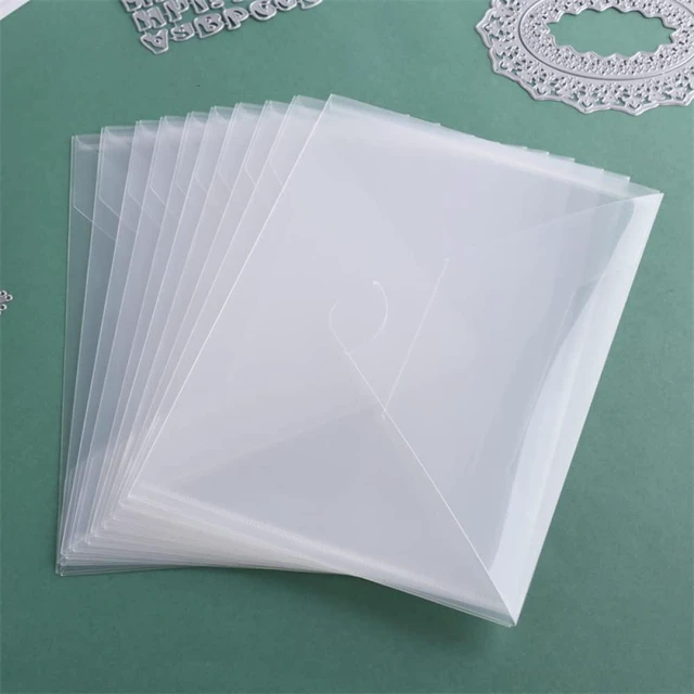 Alt view image 6 of 7 - 10 Pack 10x7 inch Large Stamps and Dies Storage Pockets Sturdy Plastic Storage Reusable Envelopes Clear Plastic Folders for Cutting Dies Stencil Embossing Crafts Paper Card Craft Organizer Holder