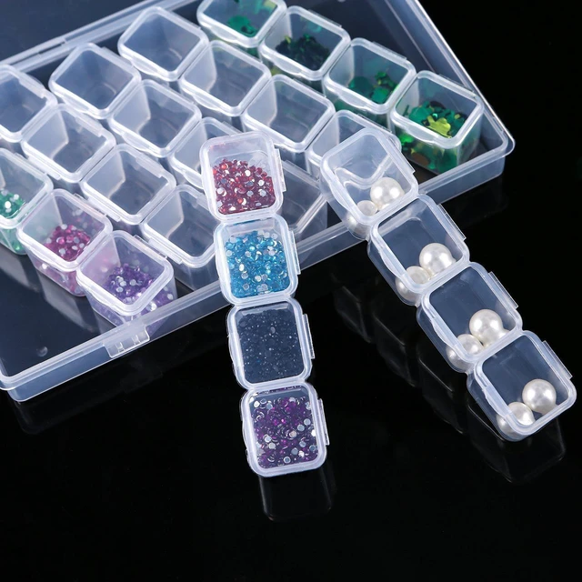 Alt view image 4 of 7 - Diamond Painting Storage Containers, 2pcs 28 Grids Clear Diamond Painting Accessories and Tools Boxes Bead Organizers Diamond Art Embroidery Storage with 200PCS Label Stickers