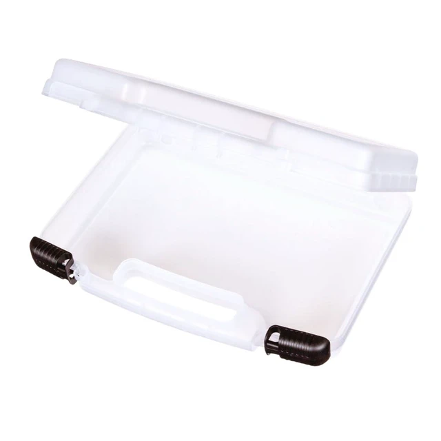 Alt view image 2 of 7 - 12-Inch Quick View Deep Base Carrying Case, Translucent | Clear View Lid, Deep Base, Carry Handle, Secure Latches, Portable Craft Storage, Translucent