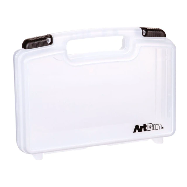 Alt view image 3 of 7 - 12-Inch Quick View Deep Base Carrying Case, Translucent | Clear View Lid, Deep Base, Carry Handle, Secure Latches, Portable Craft Storage, Translucent