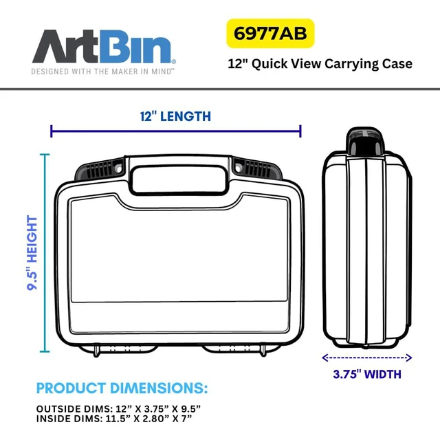 Alt view image 4 of 7 - 12-Inch Quick View Deep Base Carrying Case, Translucent | Clear View Lid, Deep Base, Carry Handle, Secure Latches, Portable Craft Storage, Translucent