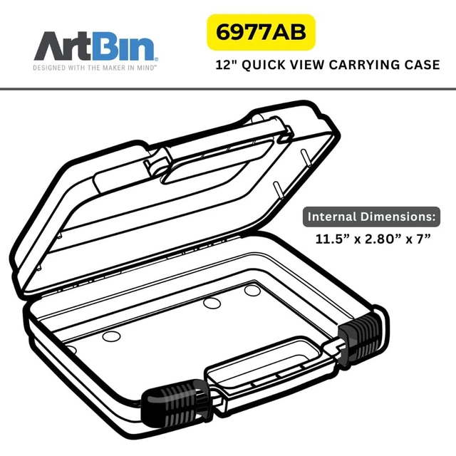Alt view image 5 of 7 - 12-Inch Quick View Deep Base Carrying Case, Translucent | Clear View Lid, Deep Base, Carry Handle, Secure Latches, Portable Craft Storage, Translucent