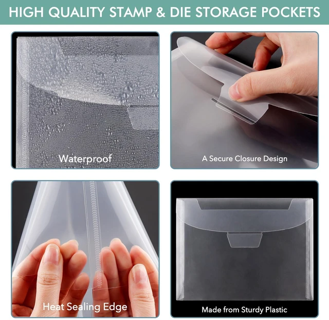 Alt view image 6 of 6 - 50Pieces Clear Stamp and Dies Storage Bags,Plastic Scrapbooking Storage Bags 7.5x5.5inch Die Storage Pockets Resealable Plastic Envelopes Pockets for with Label Stickers for Cutting Dies Stencil Craft