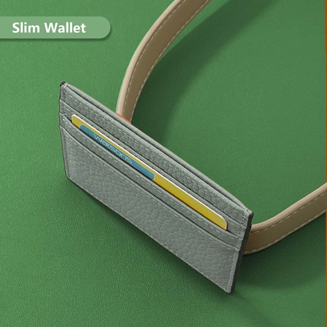 Alt view image 7 of 7 - Super Slim Genuine Leather Credit Card Wallet | Card Holder, Small Wallet for Man and Women with 6 Card Slots and 1 Pocket (Light Green)