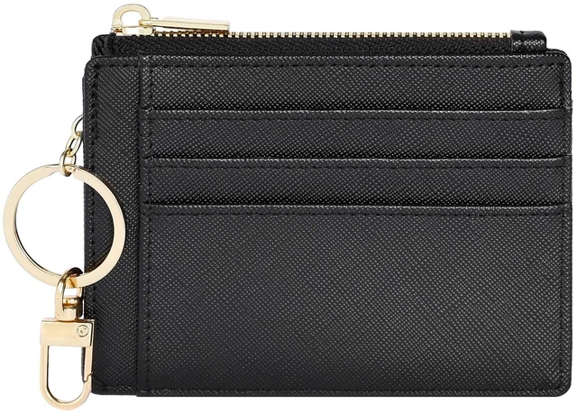 Main image of Card Case Slim Front Pocket Wallet for Women Credit Card Holder with Keychain(CH Black)
