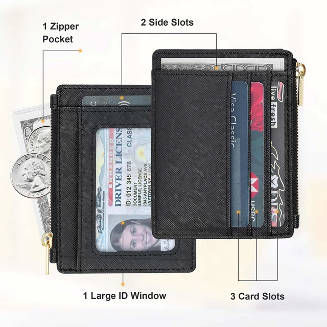 Alt view image 2 of 7 - Card Case Slim Front Pocket Wallet for Women Credit Card Holder with Keychain(CH Black)