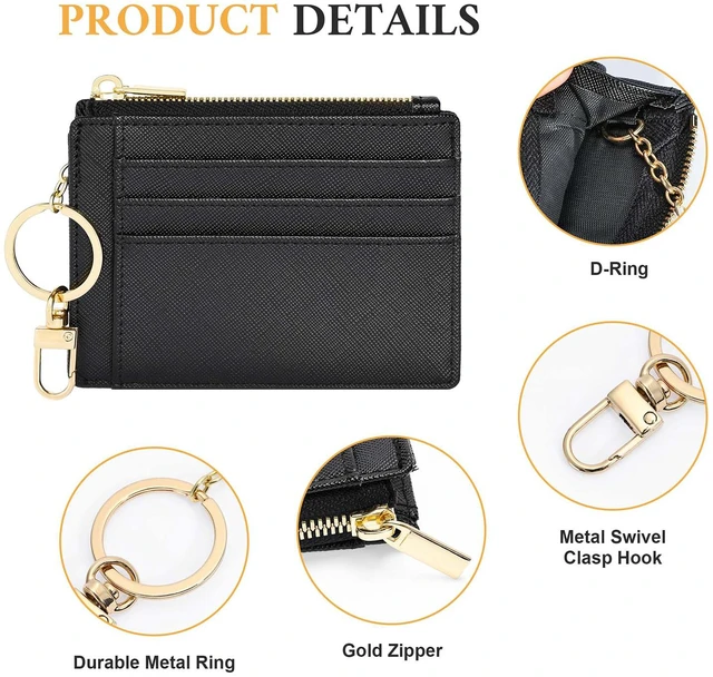 Alt view image 3 of 7 - Card Case Slim Front Pocket Wallet for Women Credit Card Holder with Keychain(CH Black)