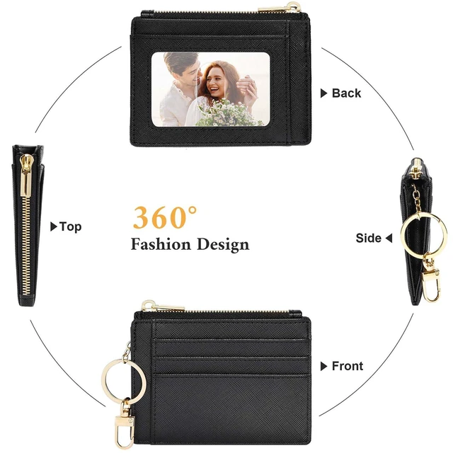 Alt view image 4 of 7 - Card Case Slim Front Pocket Wallet for Women Credit Card Holder with Keychain(CH Black)