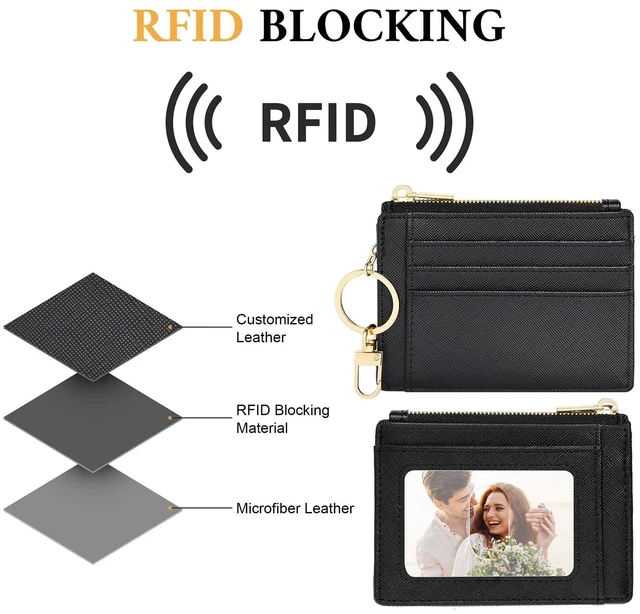 Alt view image 5 of 7 - Card Case Slim Front Pocket Wallet for Women Credit Card Holder with Keychain(CH Black)