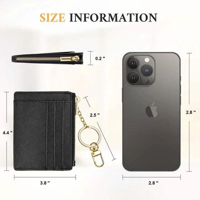 Alt view image 7 of 7 - Card Case Slim Front Pocket Wallet for Women Credit Card Holder with Keychain(CH Black)