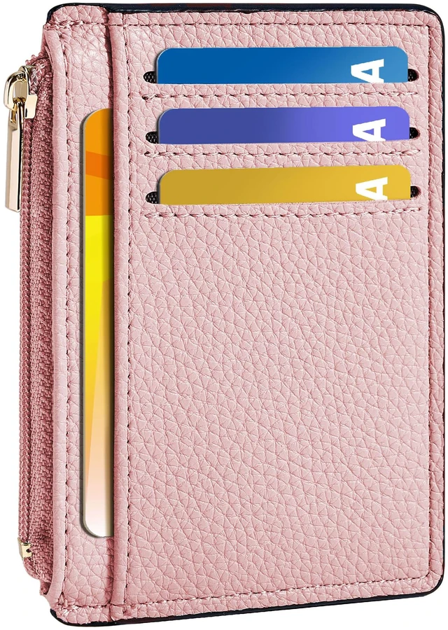 Main image of Womens Credit Card Holder Wallet, Small Slim RFID Blocking Sleeve | Mini Tiny Cute ID Case, Minimalist Zipper Pocket Wallet, Thin Coin Purse, Mothers Gift