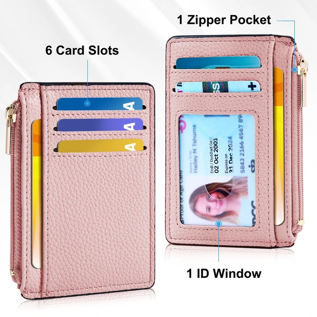 Alt view image 3 of 7 - Womens Credit Card Holder Wallet, Small Slim RFID Blocking Sleeve | Mini Tiny Cute ID Case, Minimalist Zipper Pocket Wallet, Thin Coin Purse, Mothers Gift