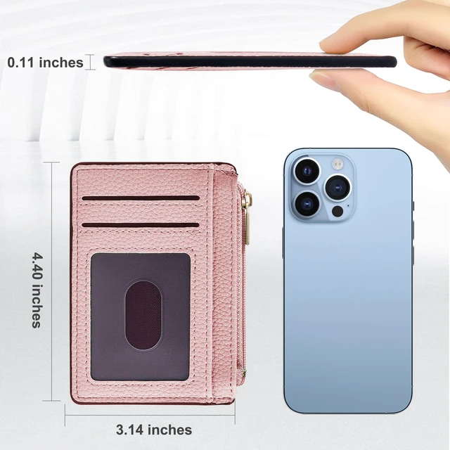 Alt view image 5 of 7 - Womens Credit Card Holder Wallet, Small Slim RFID Blocking Sleeve | Mini Tiny Cute ID Case, Minimalist Zipper Pocket Wallet, Thin Coin Purse, Mothers Gift