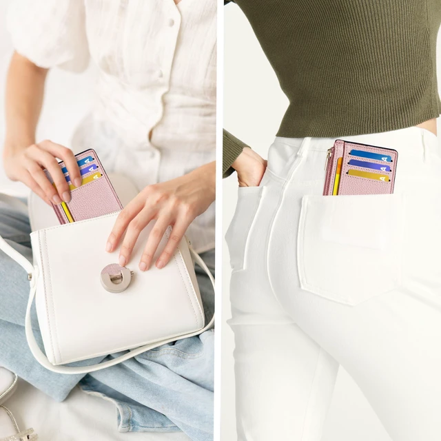 Alt view image 6 of 7 - Womens Credit Card Holder Wallet, Small Slim RFID Blocking Sleeve | Mini Tiny Cute ID Case, Minimalist Zipper Pocket Wallet, Thin Coin Purse, Mothers Gift