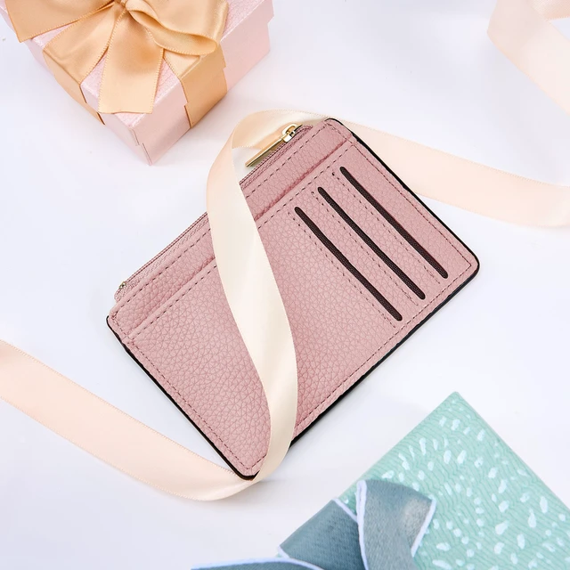 Alt view image 7 of 7 - Womens Credit Card Holder Wallet, Small Slim RFID Blocking Sleeve | Mini Tiny Cute ID Case, Minimalist Zipper Pocket Wallet, Thin Coin Purse, Mothers Gift