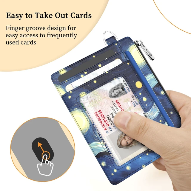 Alt view image 6 of 7 - Black Cat Slim Wallet Women Credit Card Holder, RFID Small Cute | Zipper Pocket Wallet, Thin Travel Coin Purse, Ladies Women Gifts, Minimalist Card Case, 6 Card Slots, ID Window, PU Leather