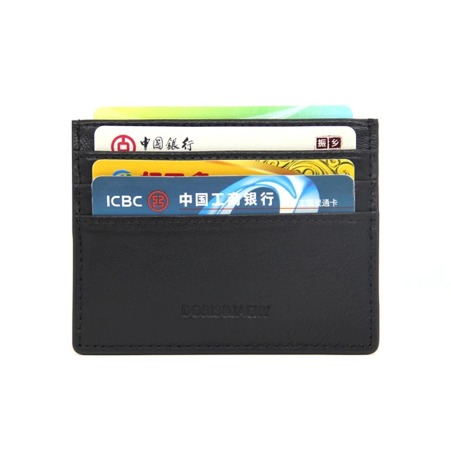 Alt view image 7 of 7 - Minimalist Leather Card Holder Wallet, Slim Lambskin Credit Card Case Card Protector, 6 Card Slots Thin Business Wallet for Men and Women(DS901-Black)