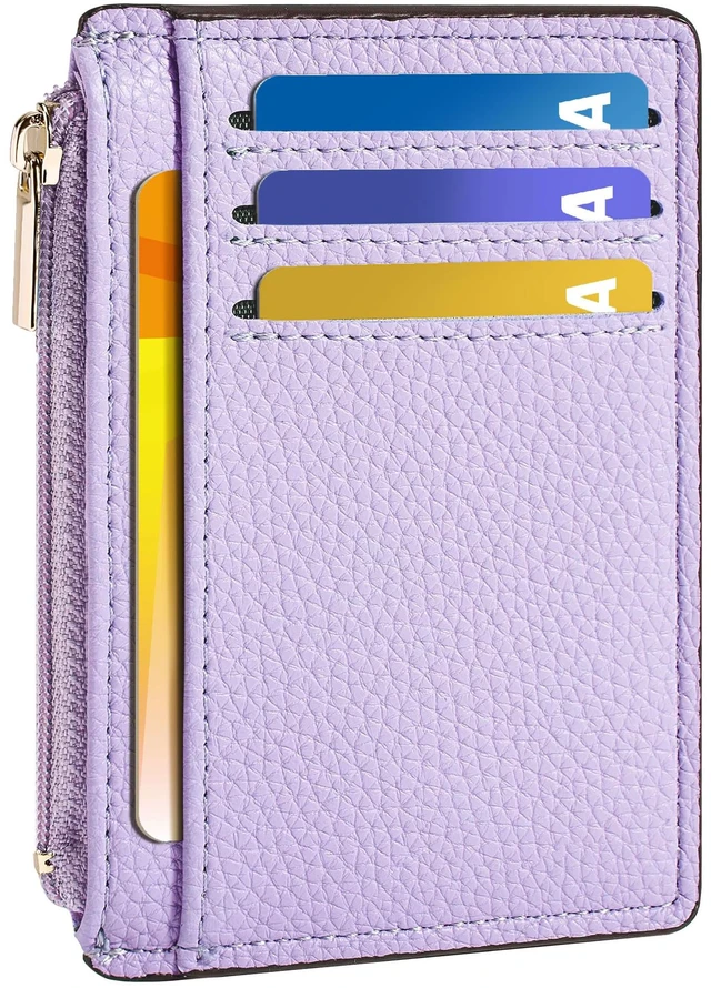 Main image of Womens Credit Card Holder Wallet, Small Slim RFID Blocking Sleeve | Mini Tiny Cute ID Case, Minimalist Zipper Pocket Wallet, Thin Coin Purse, Mothers Gift