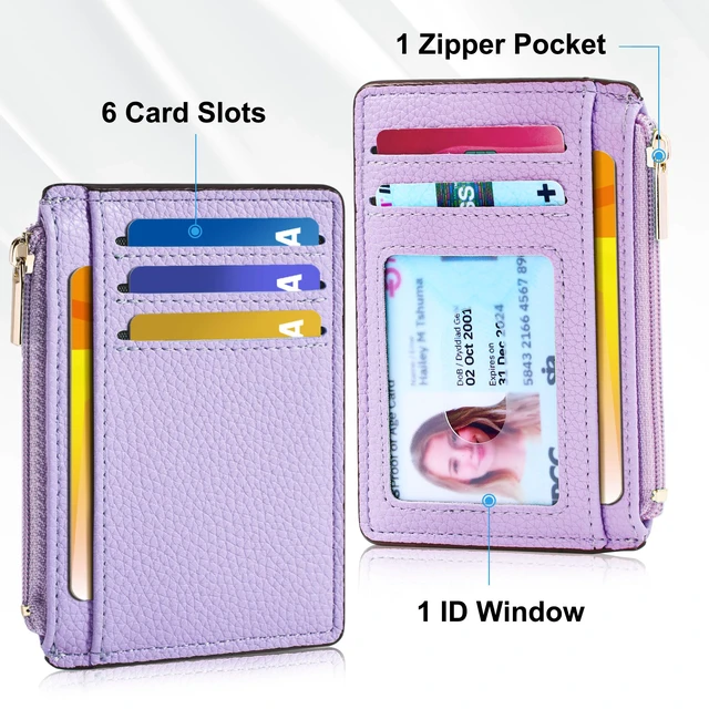 Alt view image 3 of 7 - Womens Credit Card Holder Wallet, Small Slim RFID Blocking Sleeve | Mini Tiny Cute ID Case, Minimalist Zipper Pocket Wallet, Thin Coin Purse, Mothers Gift